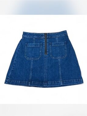 Madewell Denim A-Line Skirt with Front Pockets - Blue